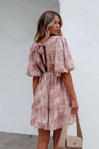 Blush Floral Print Mini Dress - Magnolia Boutique