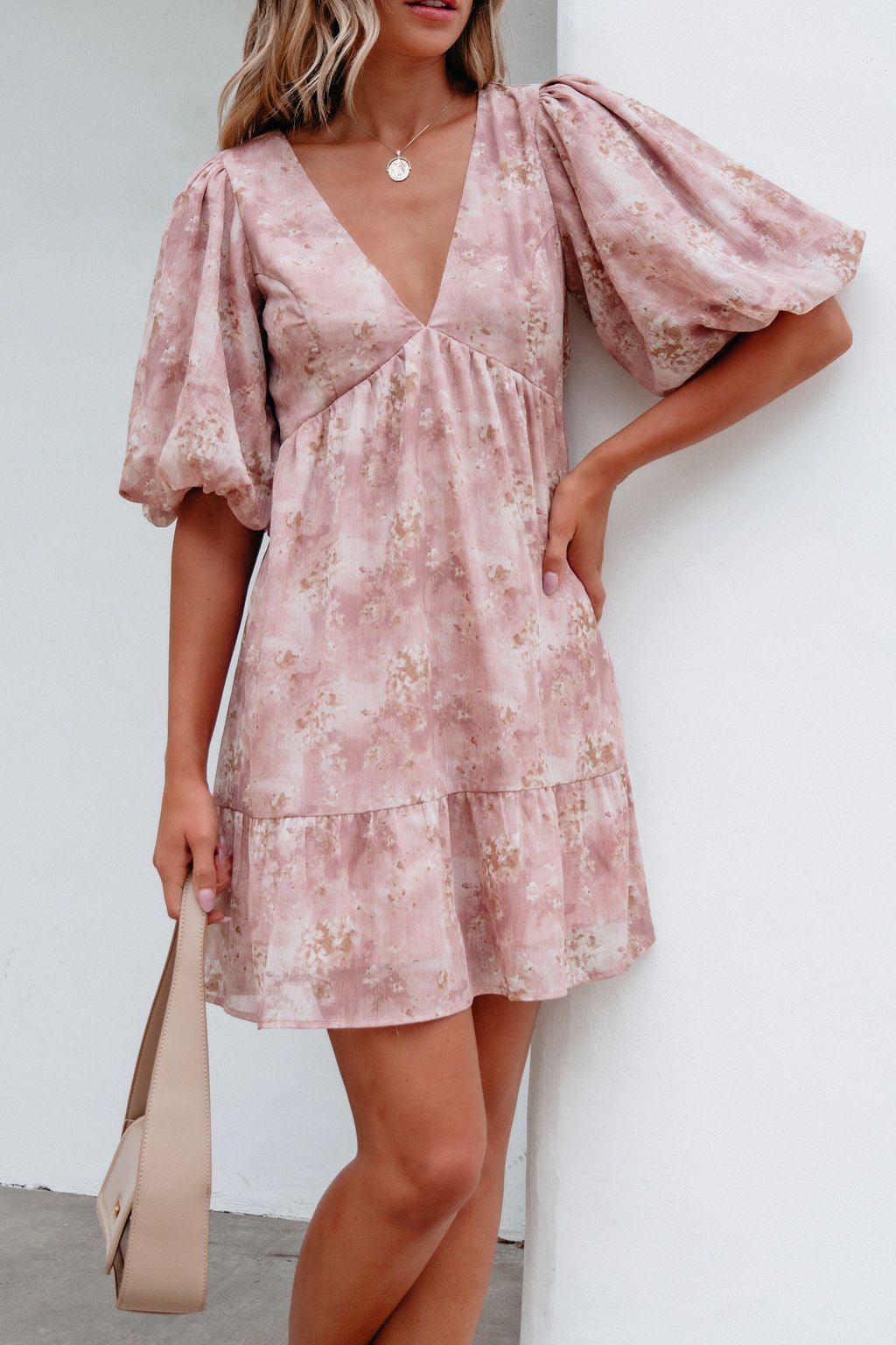 Blush Floral Print Mini Dress - Magnolia Boutique