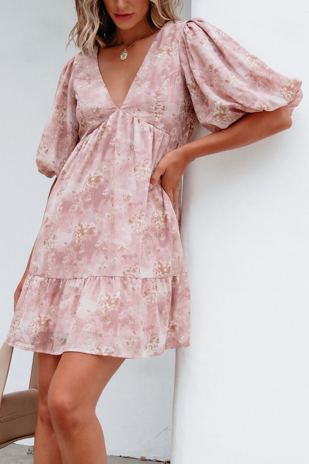 Blush Floral Print Mini Dress - Magnolia Boutique