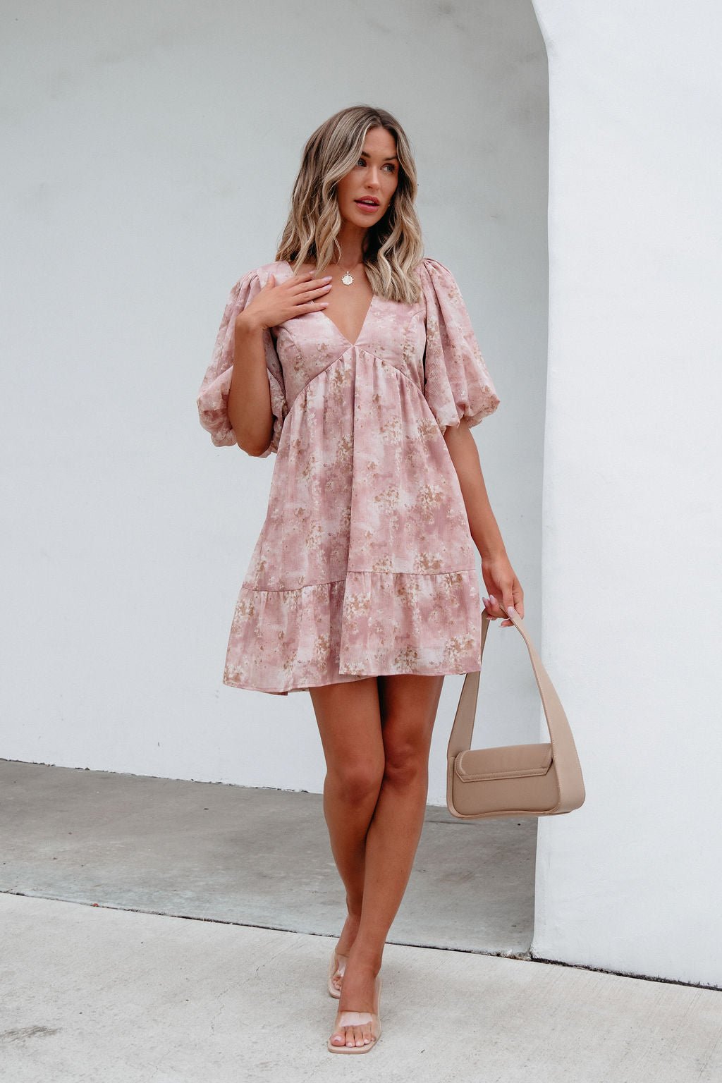 Blush Floral Print Mini Dress - Magnolia Boutique