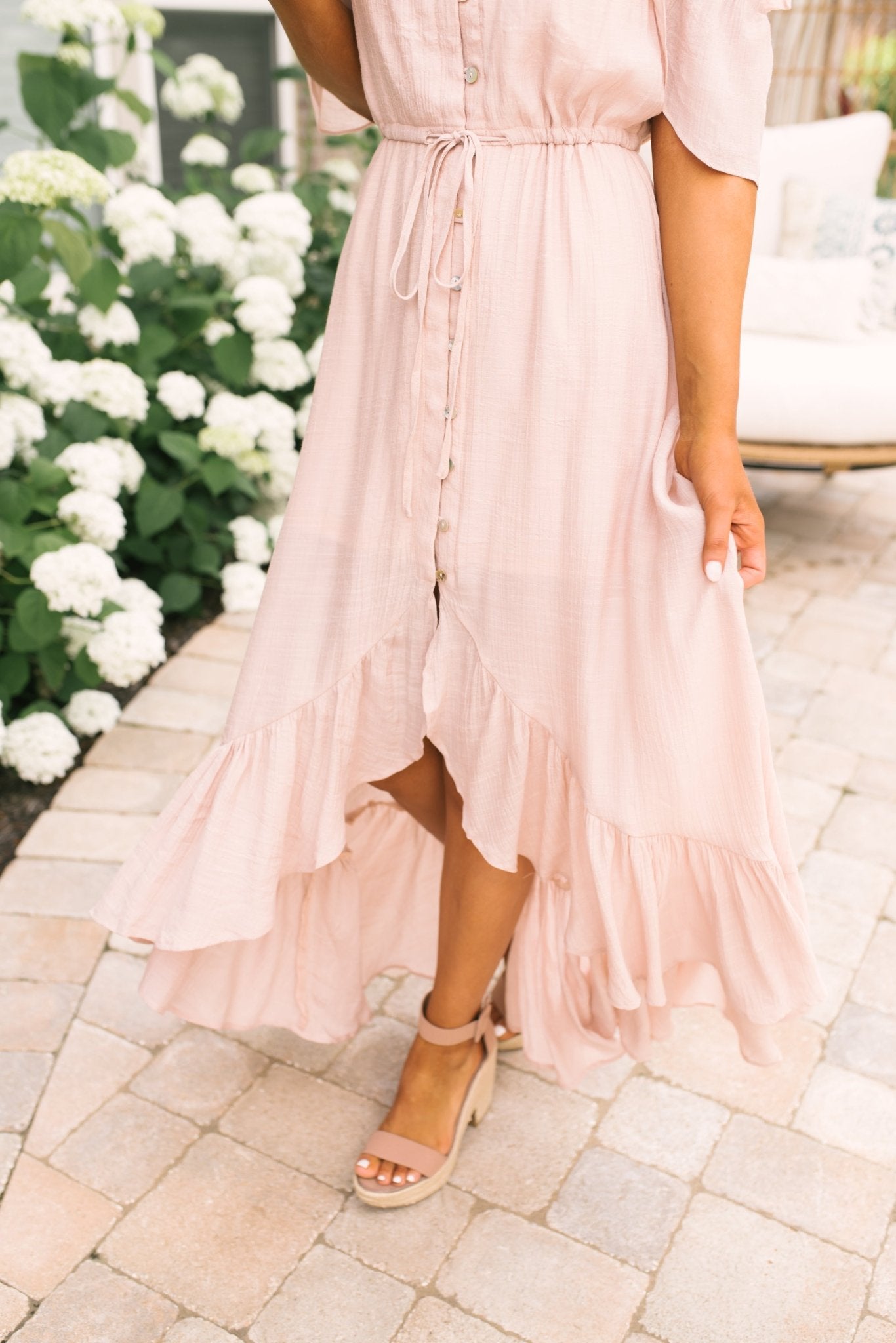 Blush Off the Shoulder Button Down High Low Maxi – Magnolia Boutique