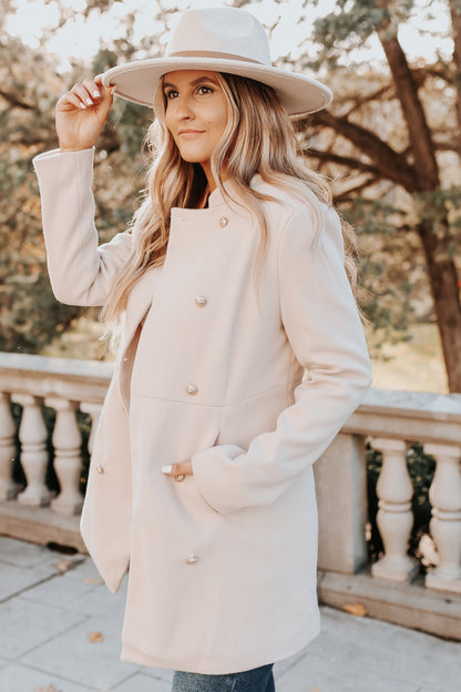 Bone Double Breasted Peacoat - Magnolia Boutique