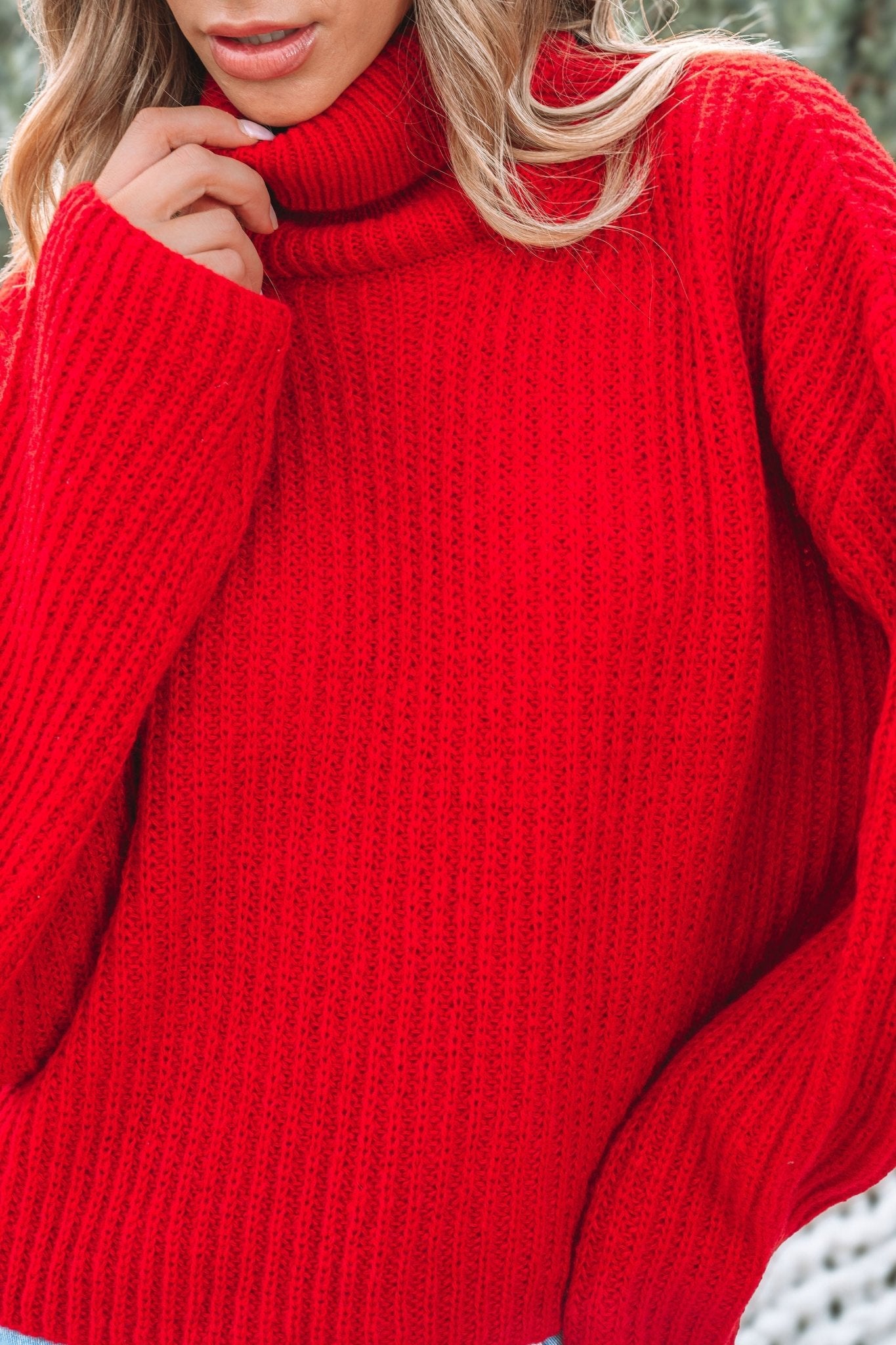 Bright Red Ribbed Turtleneck Sweater - Magnolia Boutique