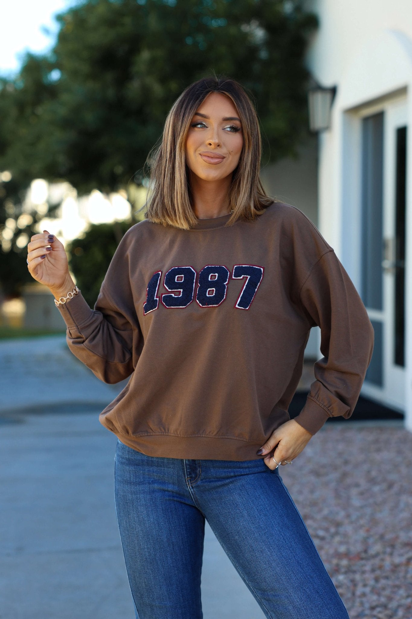 Brown 1987 Long Sleeve Pullover