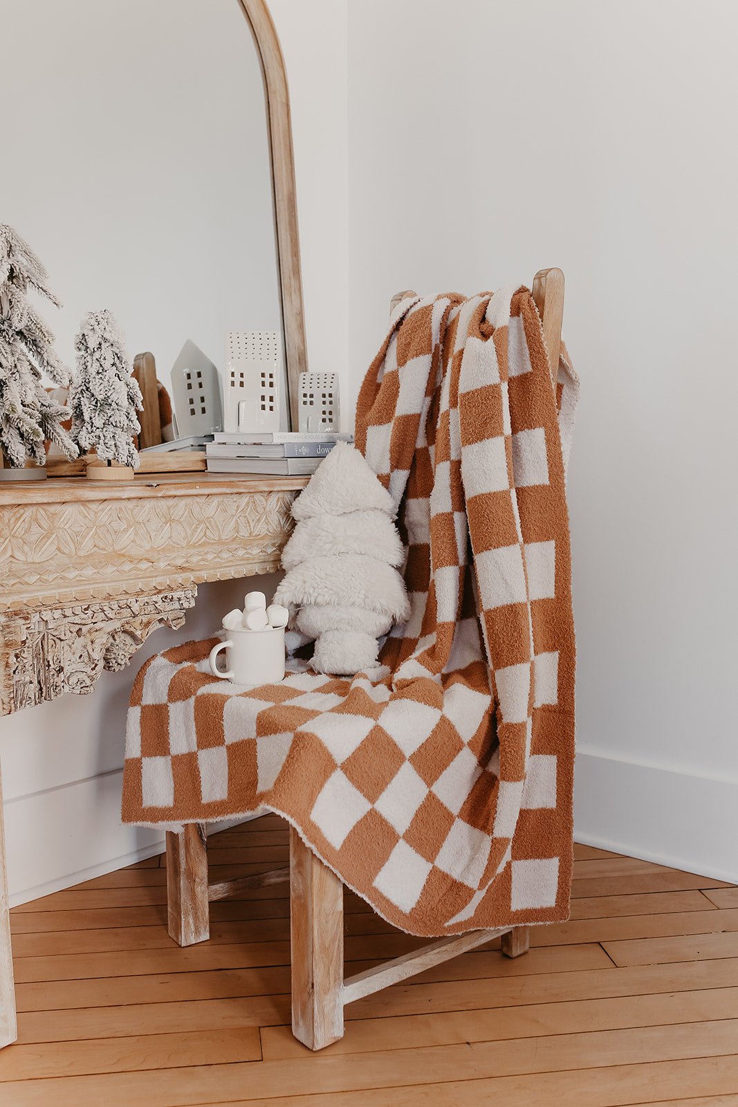 Brown Checkered Throw Blanket - Magnolia Boutique