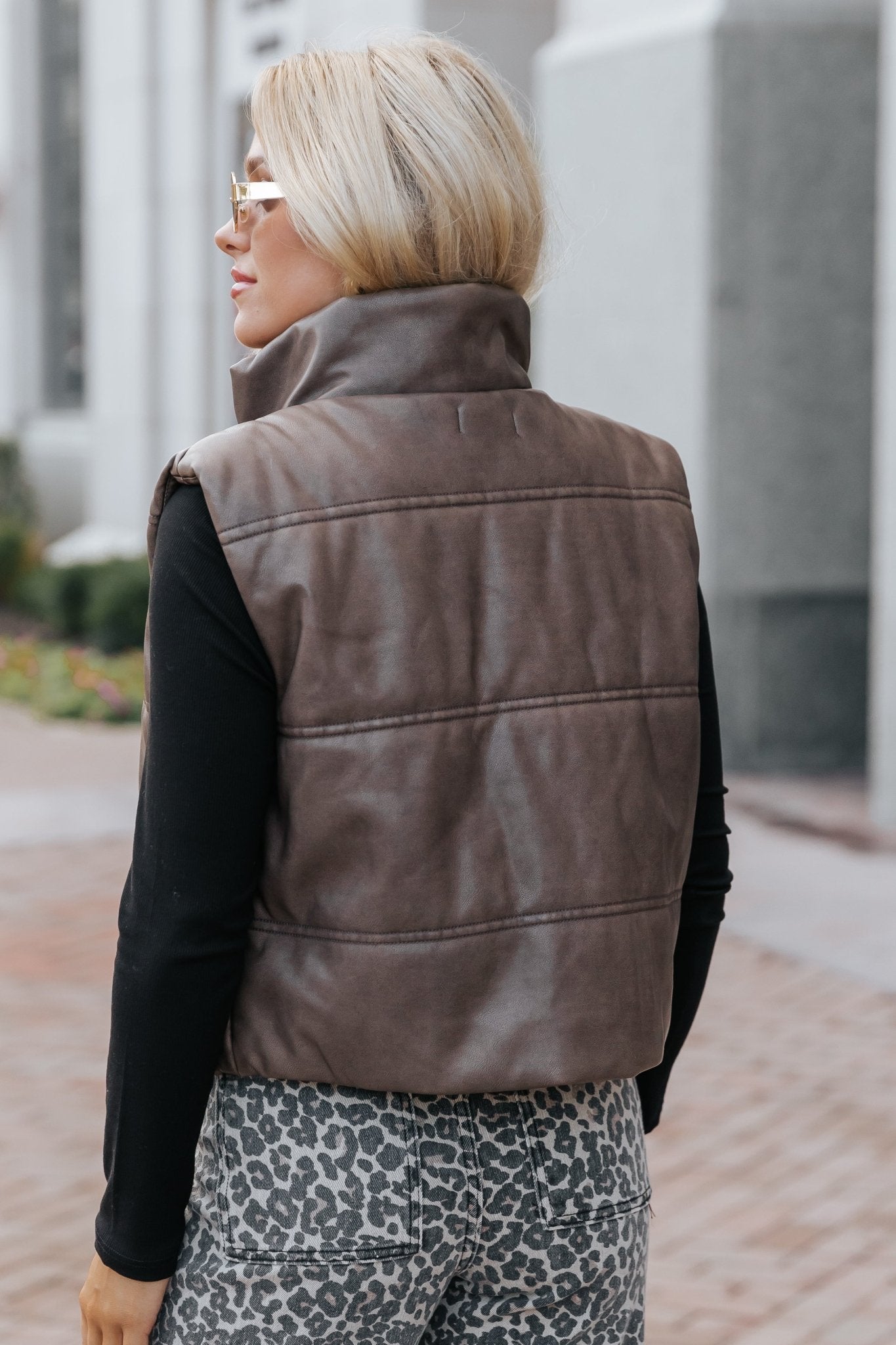 Brown Faux Leather Puffer Vest - Magnolia Boutique