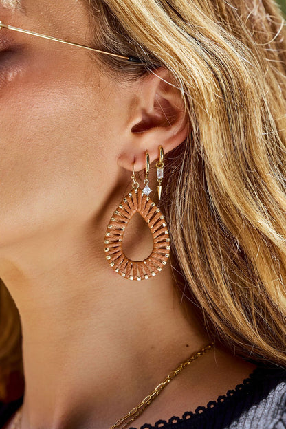 Brown Faux Leather Teardrop Earrings - Magnolia Boutique