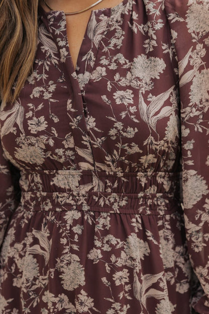 Brown Floral Long Sleeve Maxi Dress - Magnolia Boutique