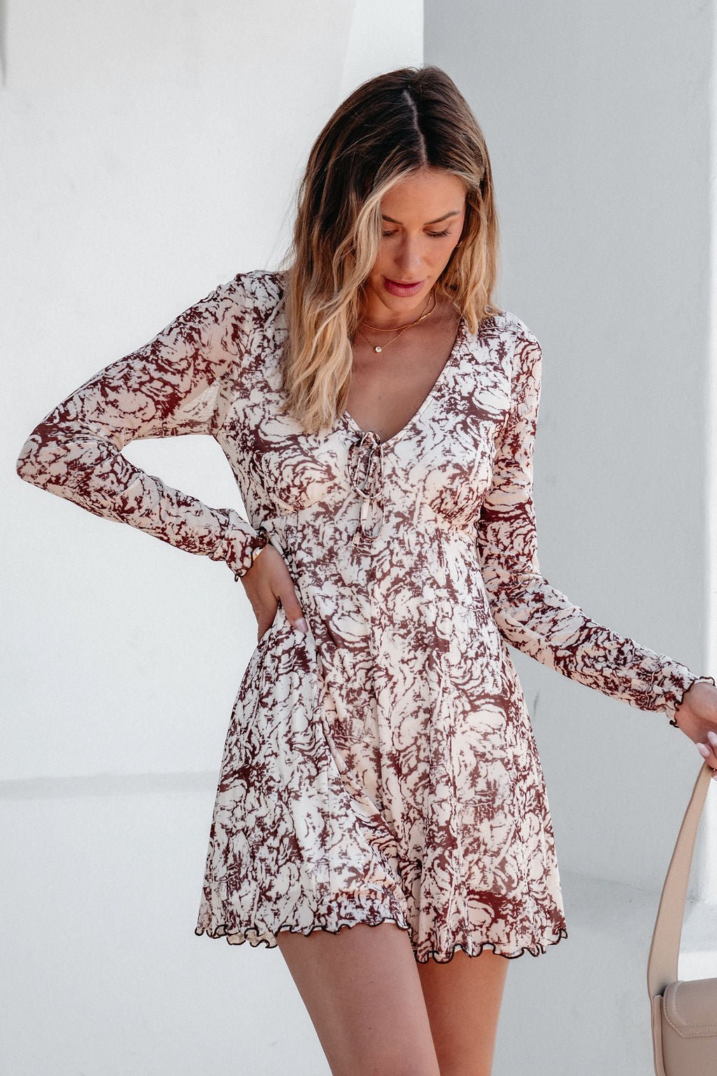 Brown Floral Print Romper Dress - Magnolia Boutique