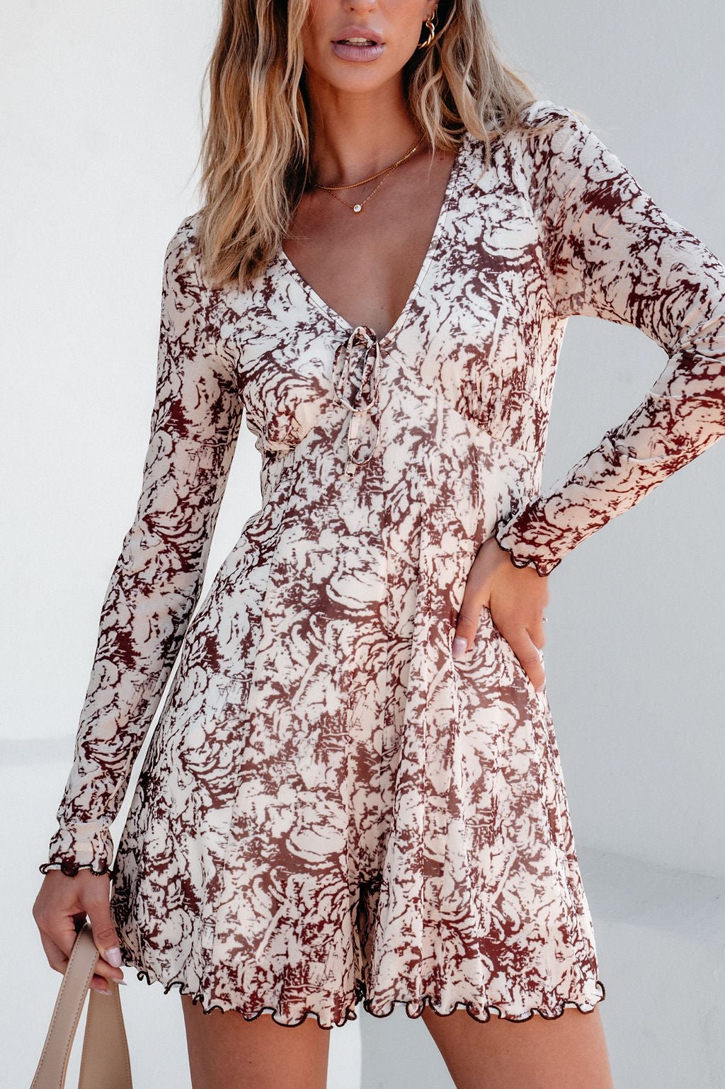 Brown Floral Print Romper Dress - Magnolia Boutique