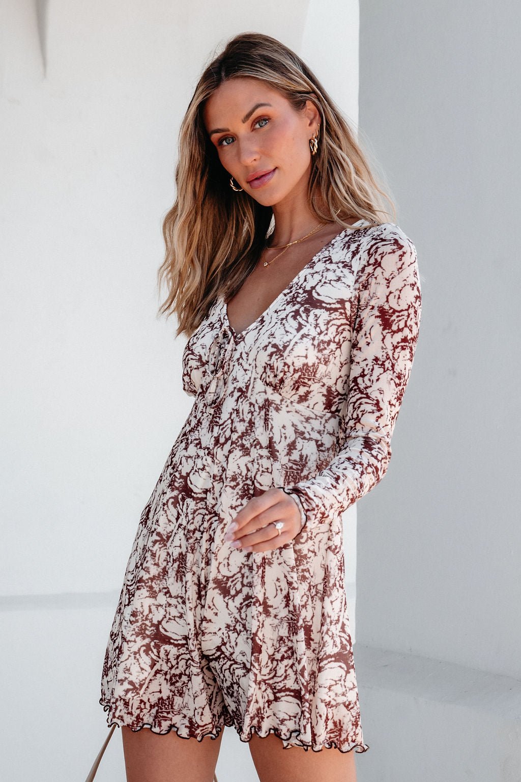 Brown Floral Print Romper Dress - Magnolia Boutique