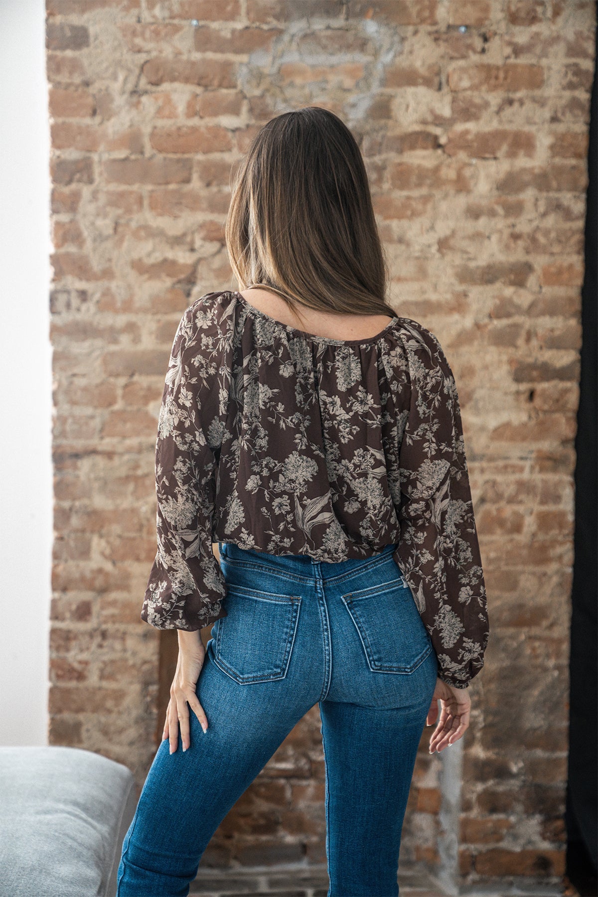 Brown Floral Print Tie Detail Blouse - Magnolia Boutique