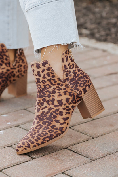 Brown Leopard Heeled Ankle Booties - Magnolia Boutique