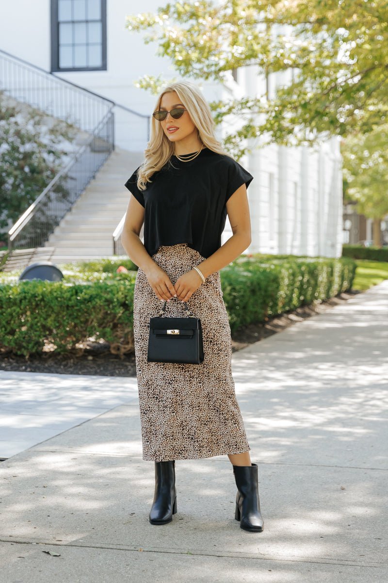 Brown Leopard Print Midi Skirt - Magnolia Boutique