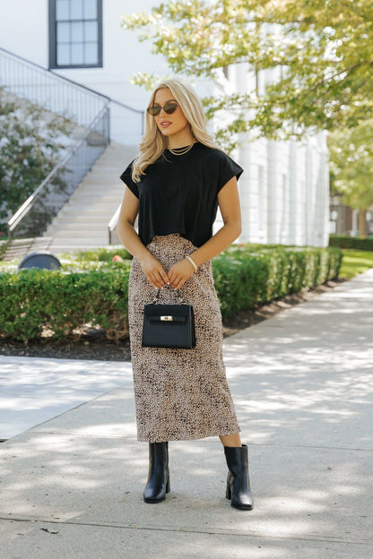 Brown Leopard Print Midi Skirt - Magnolia Boutique