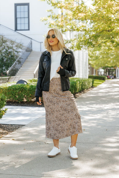 Brown Leopard Print Midi Skirt - Magnolia Boutique