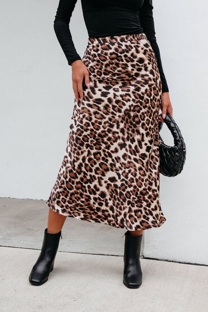 Brown Leopard Print Pencil Skirt | Pre Order - Magnolia Boutique