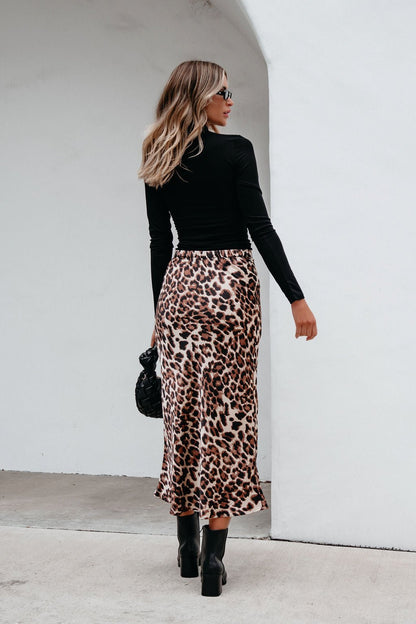 Brown Leopard Print Pencil Skirt | Pre Order - Magnolia Boutique