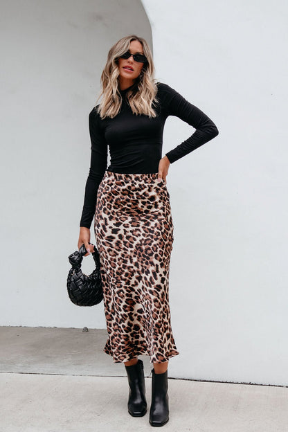 Brown Leopard Print Pencil Skirt | Pre Order - Magnolia Boutique