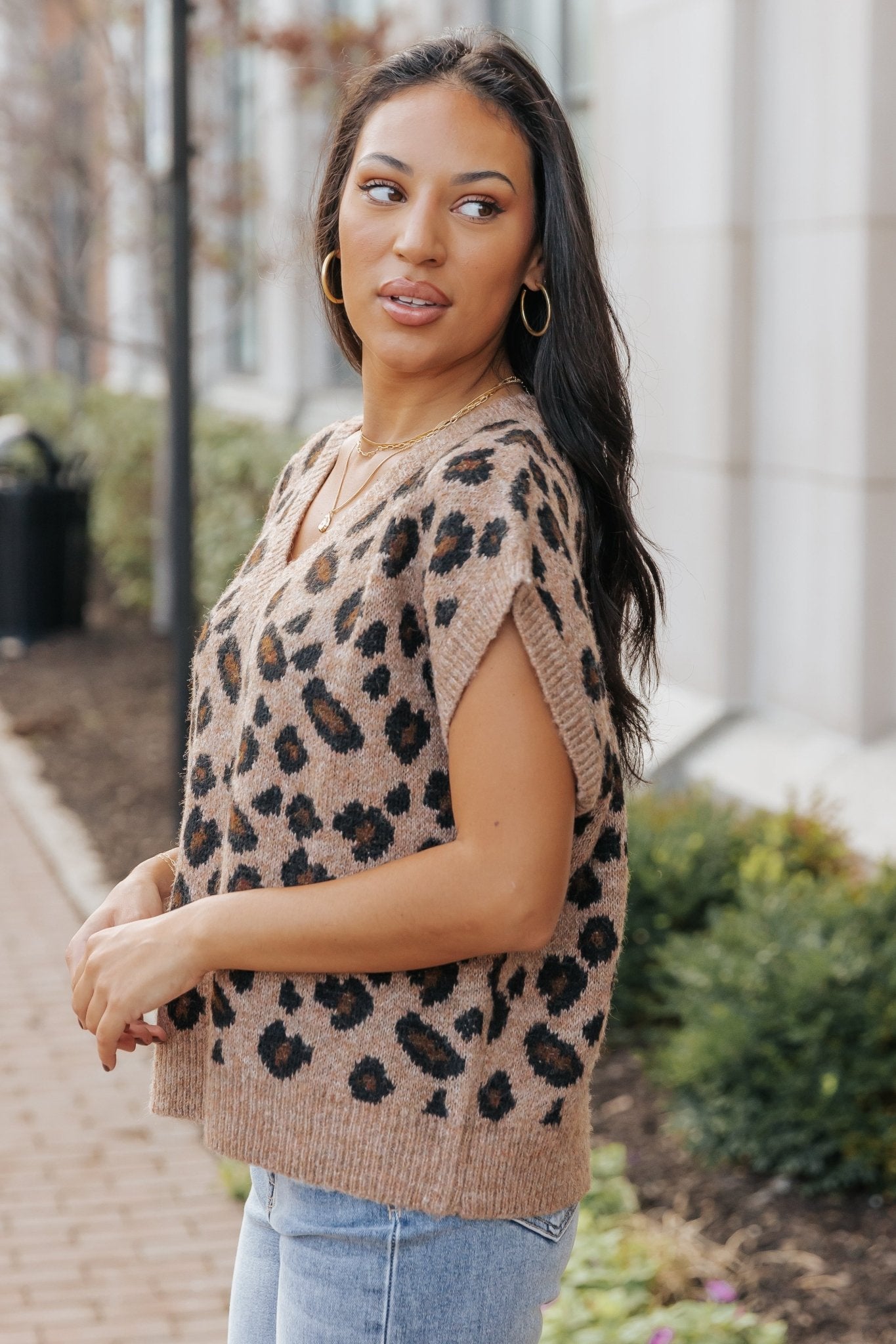 Brown Leopard Print Sweater Vest | Pre Order - Magnolia Boutique