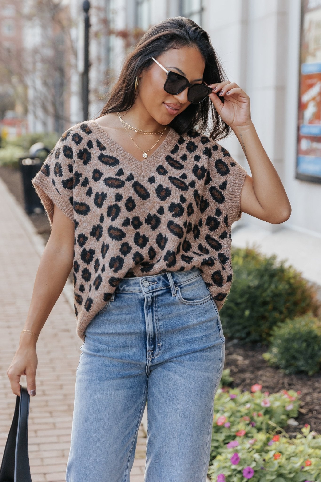 Brown Leopard Print Sweater Vest | Pre Order - Magnolia Boutique