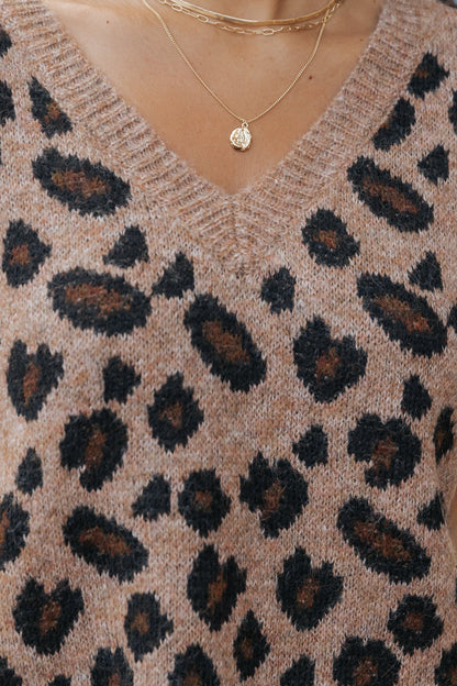 Brown Leopard Print Sweater Vest | Pre Order - Magnolia Boutique