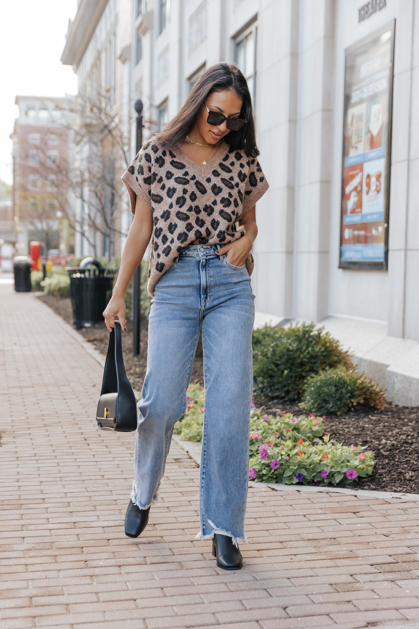 Brown Leopard Print Sweater Vest | Pre Order - Magnolia Boutique