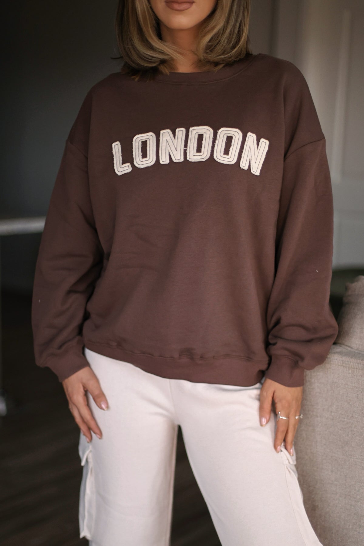 Brown London Graphic Fleece Sweatshirt - Magnolia Boutique