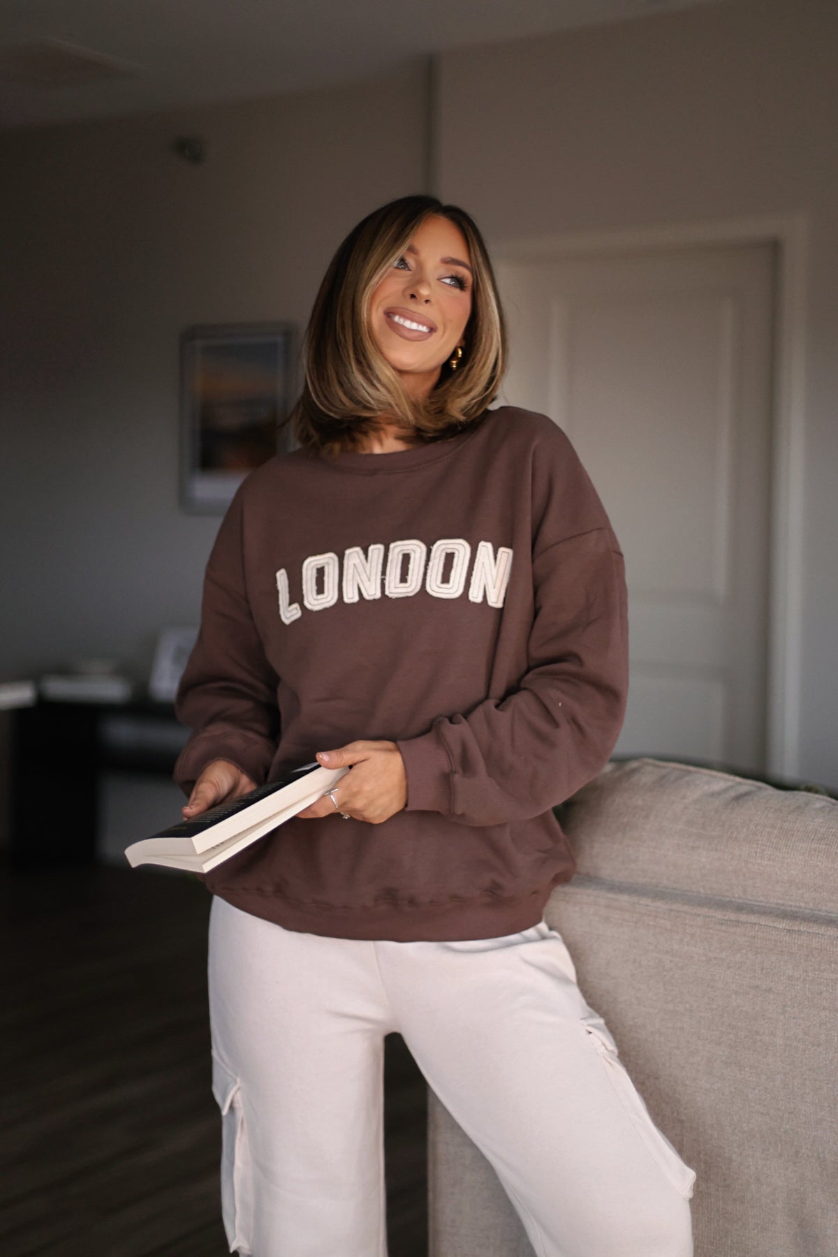 Brown London Graphic Fleece Sweatshirt - Magnolia Boutique