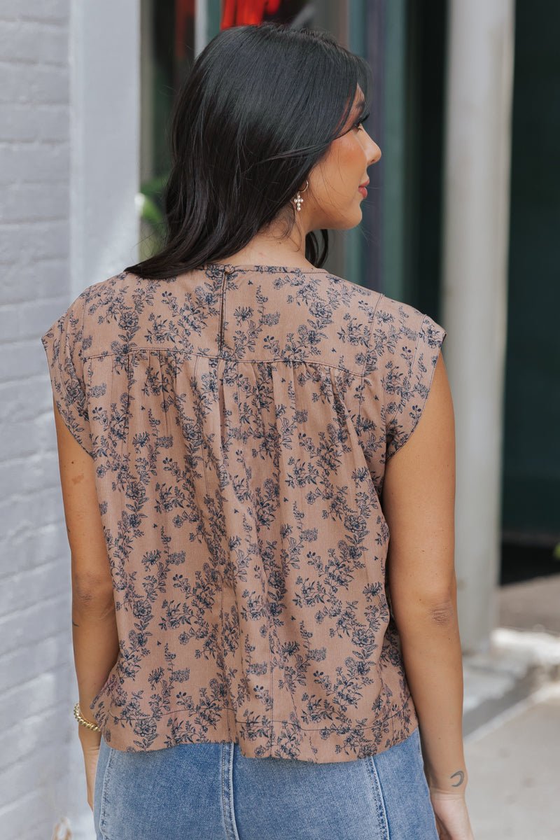 Brown Mix Floral Print Blouse - Magnolia Boutique