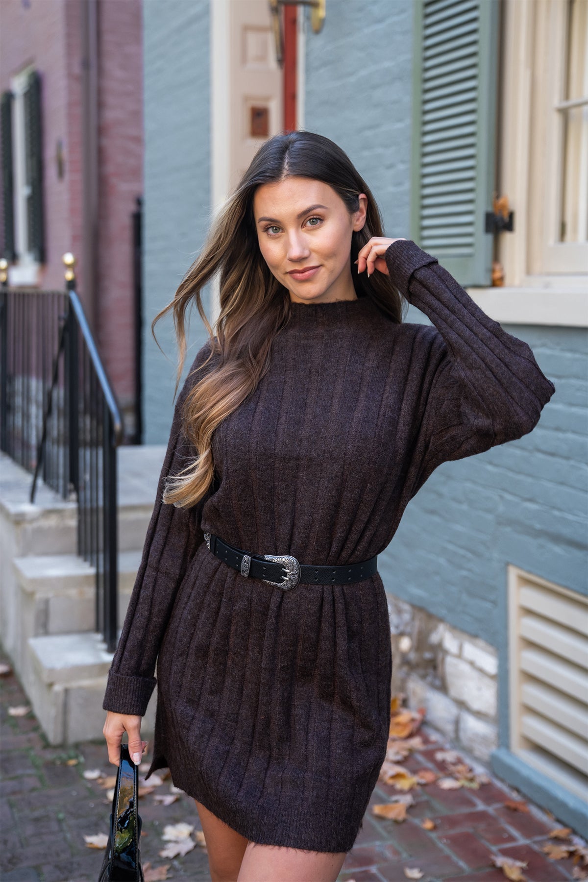 Sweater dress mock neck online