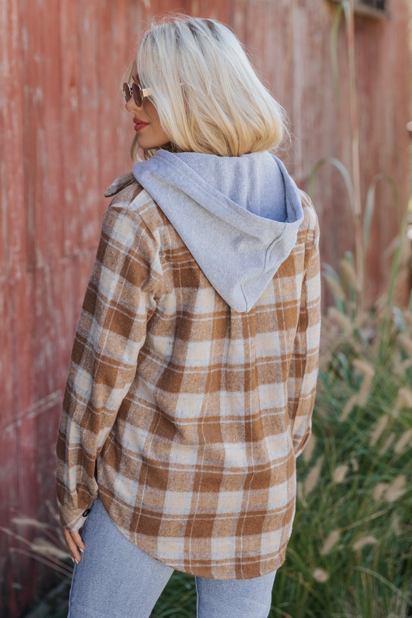 Brown Plaid Hooded Shacket - Magnolia Boutique