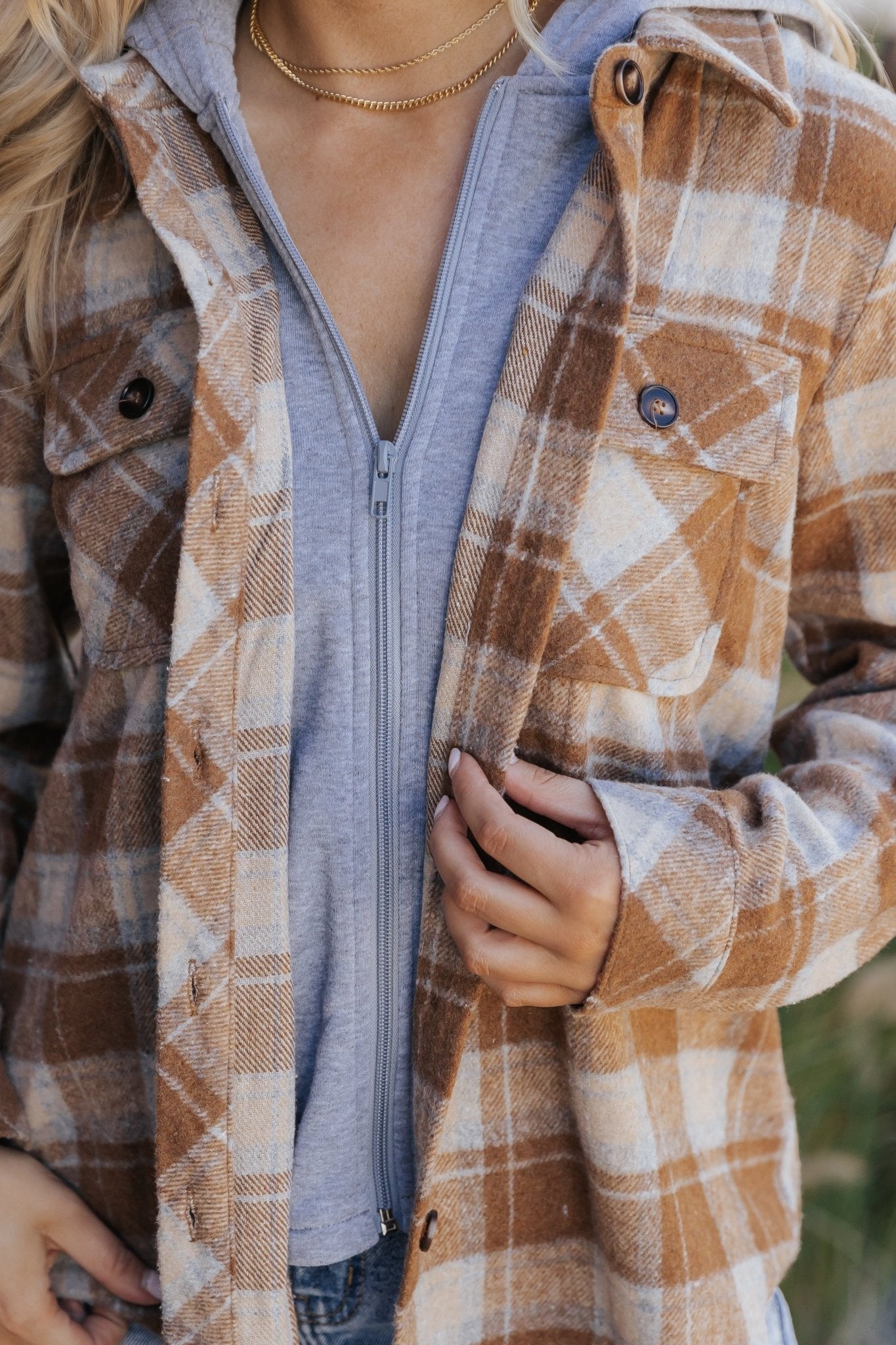 Brown Plaid Hooded Shacket - Magnolia Boutique