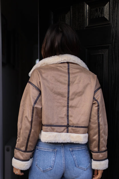 Brown Sherpa Lined Suede Jacket - Magnolia Boutique