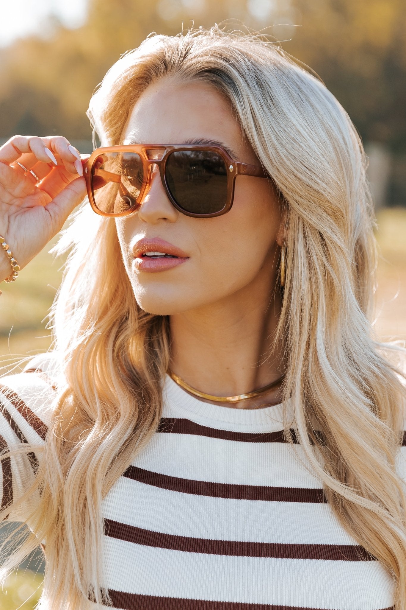 Brown Square Aviator Sunglasses - Magnolia Boutique