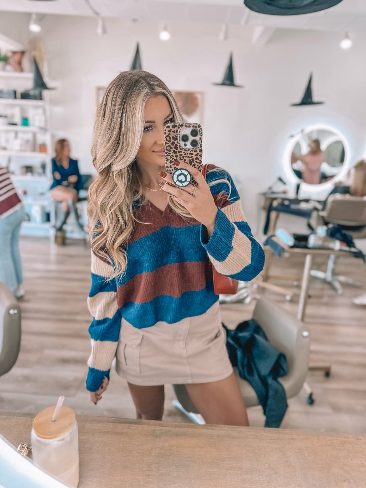 Burgundy Multi Striped Pullover Sweater - Magnolia Boutique