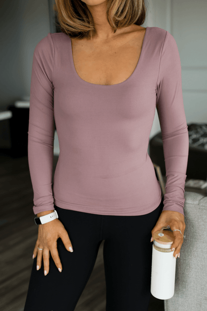 Buttery Soft Double Layer Scoop Neck Top - Rose | Pre Order - Magnolia Boutique