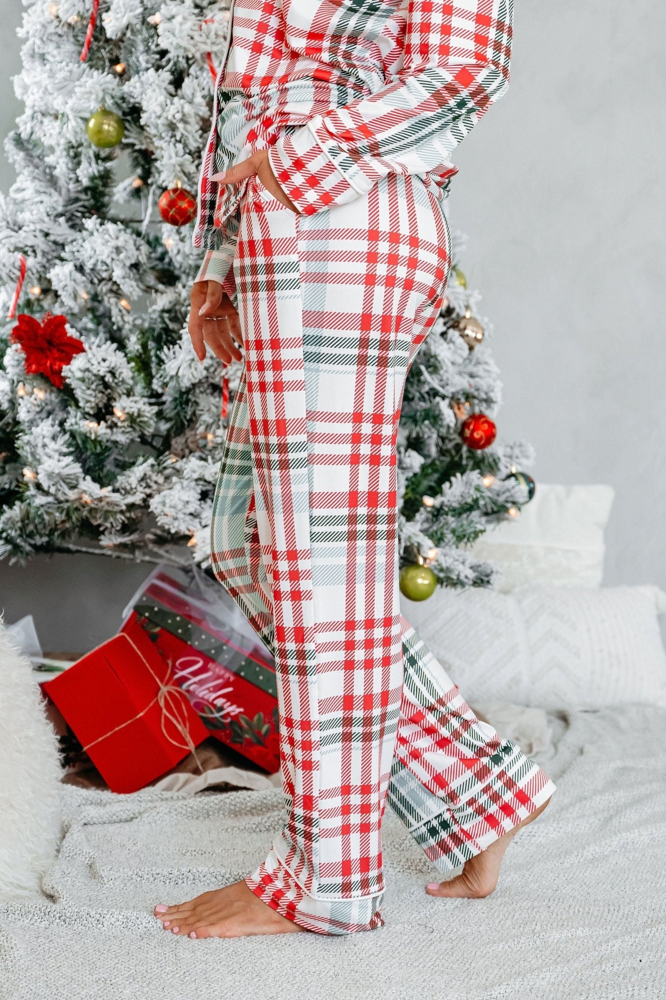 Buttery Soft Red and Green Plaid Pajama Set - Magnolia Boutique