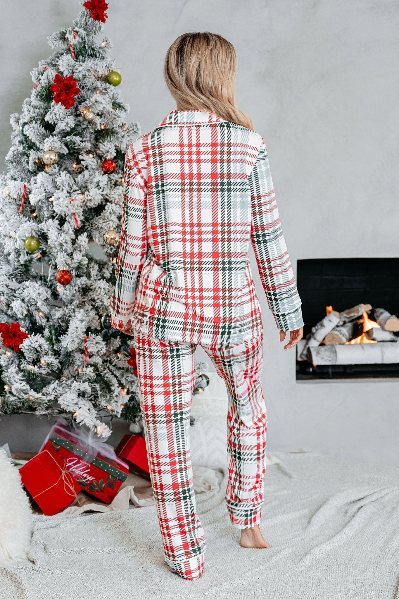 Buttery Soft Red and Green Plaid Pajama Set - Magnolia Boutique