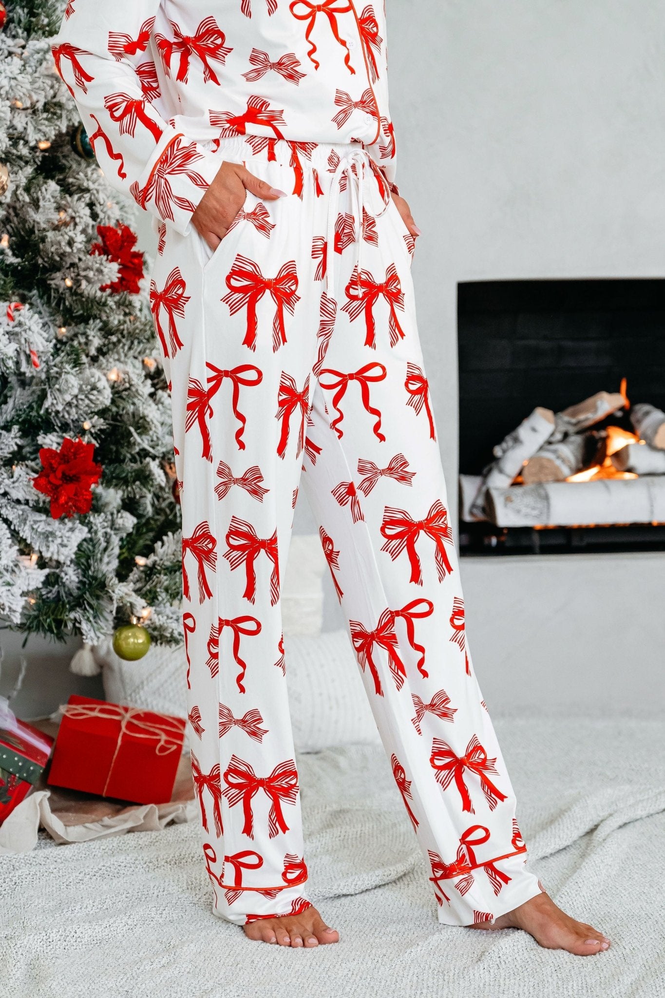 Buttery Soft Red Bow Print Pajama Set - Magnolia Boutique