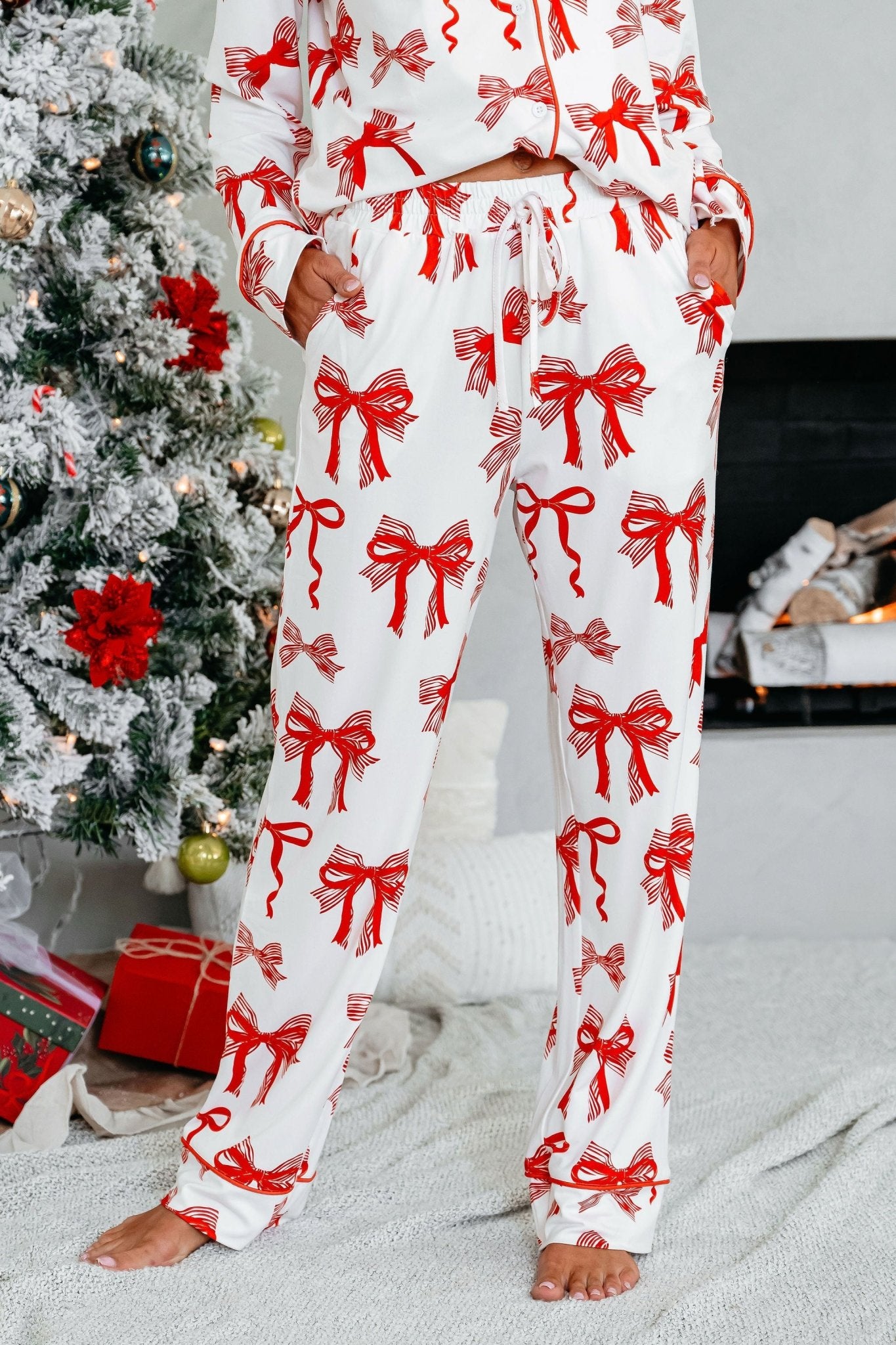 Buttery Soft Red Bow Print Pajama Set - Magnolia Boutique