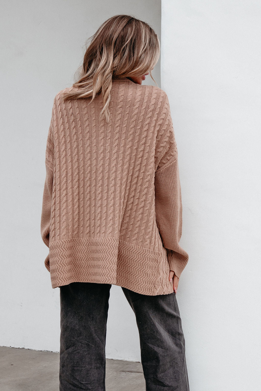 Camel Cable Knit Sweater Cardigan - Magnolia Boutique