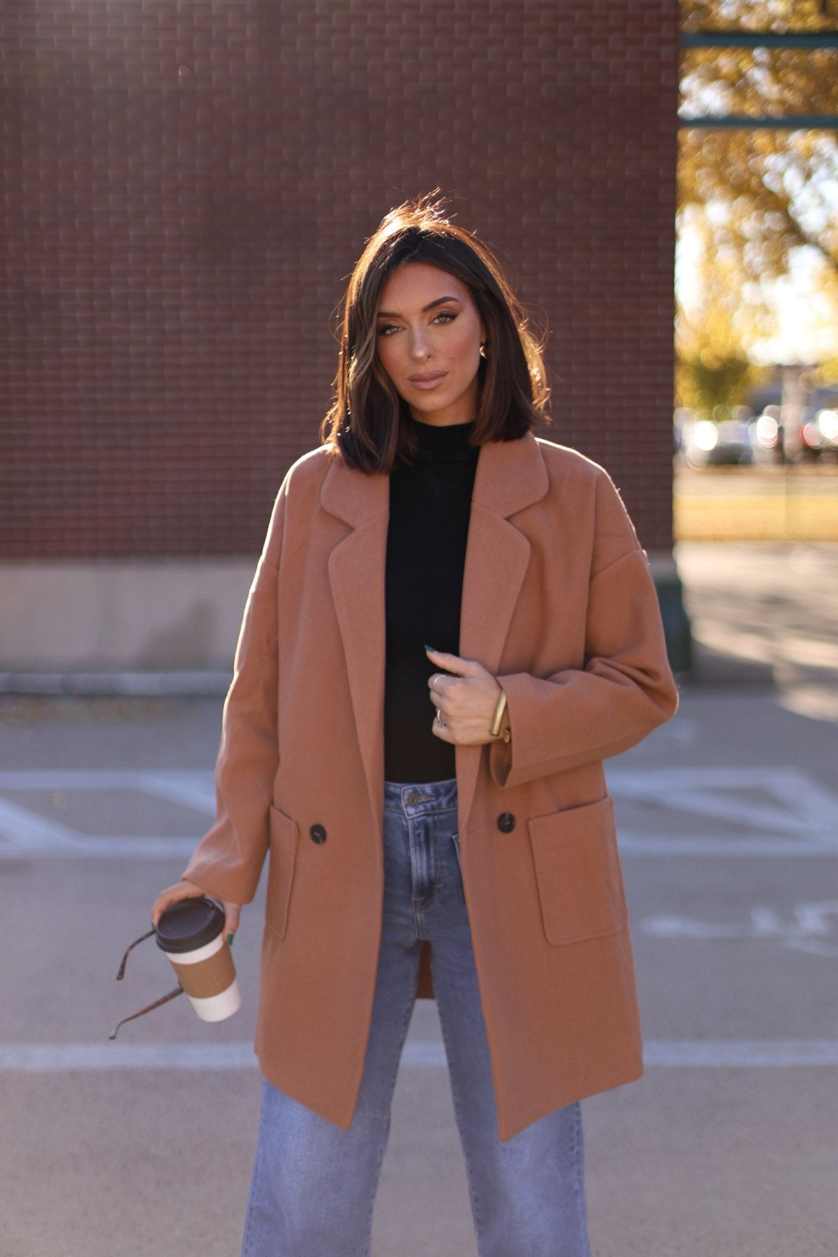 Camel Oversized Long Coat - Magnolia Boutique