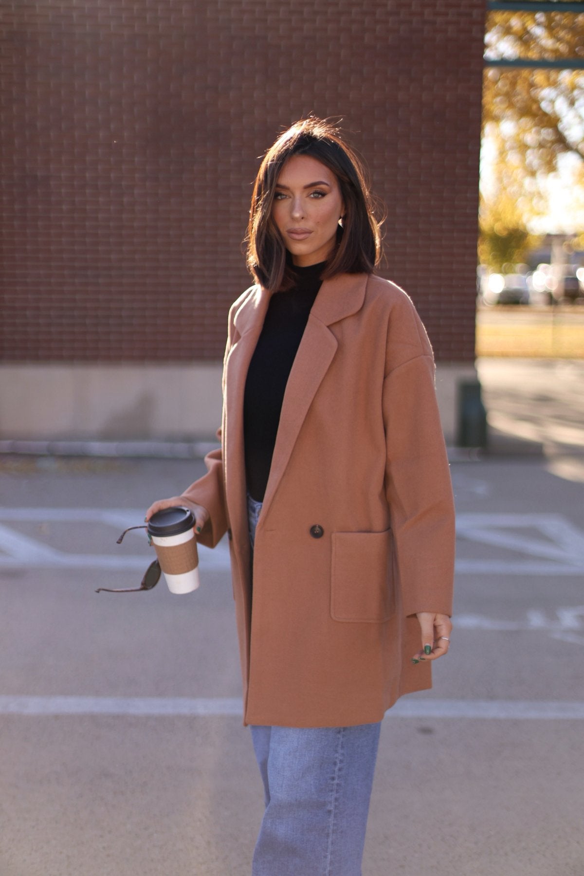 Camel Oversized Long Coat - Magnolia Boutique