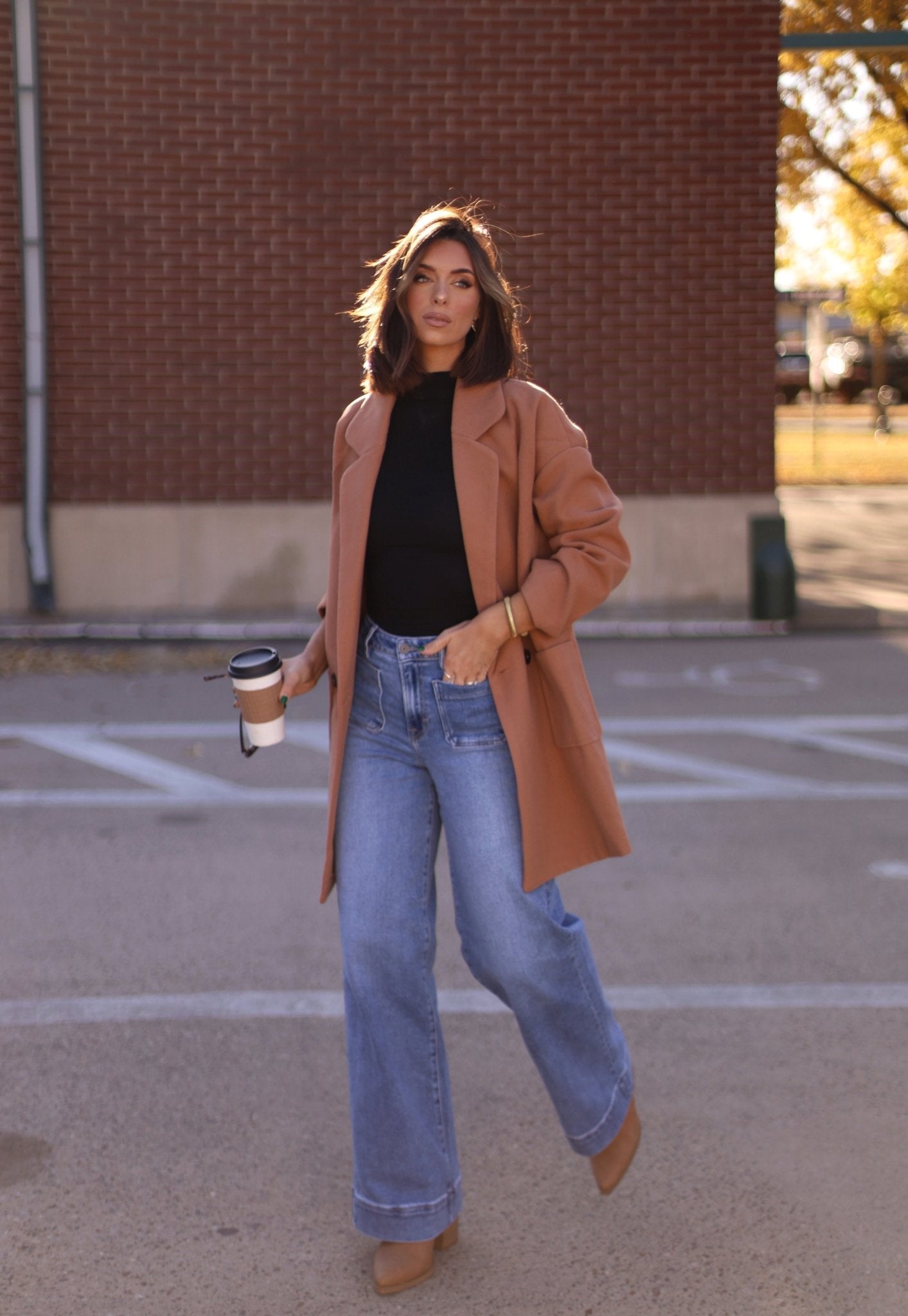 Camel Oversized Long Coat - Magnolia Boutique