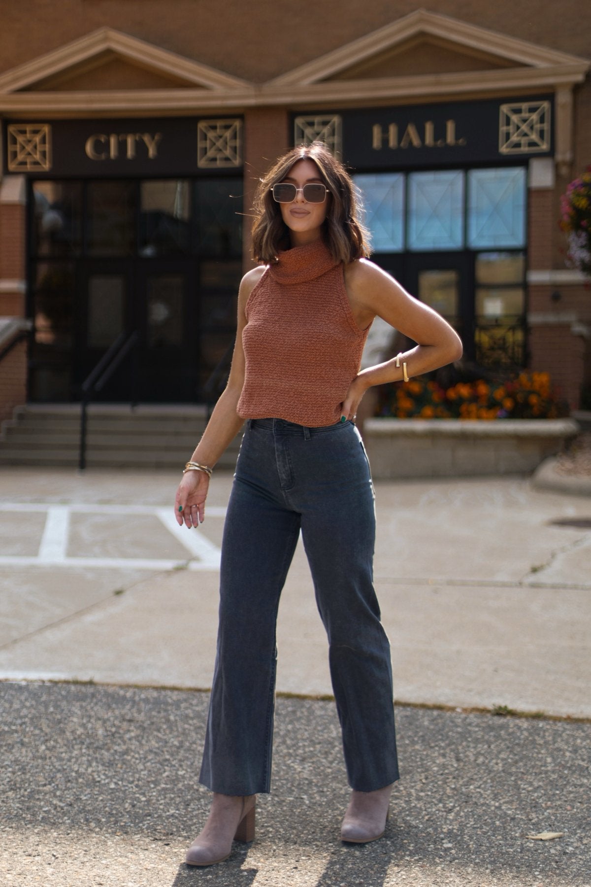 Camel Turtleneck Sweater Vest - Magnolia Boutique