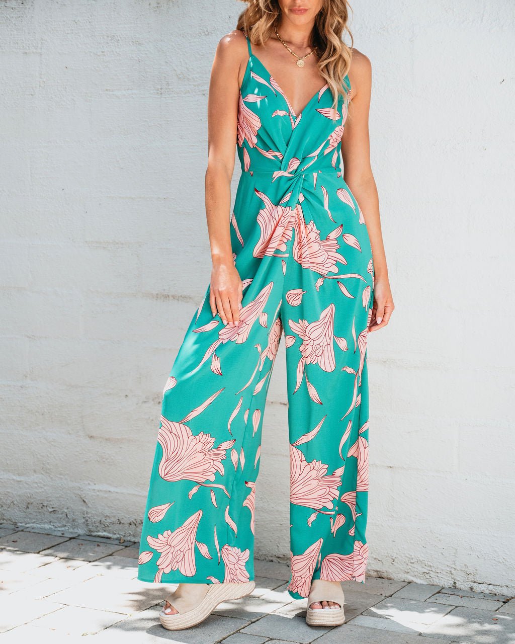 Caribbean Green Floral Print Jumpsuit - Magnolia Boutique