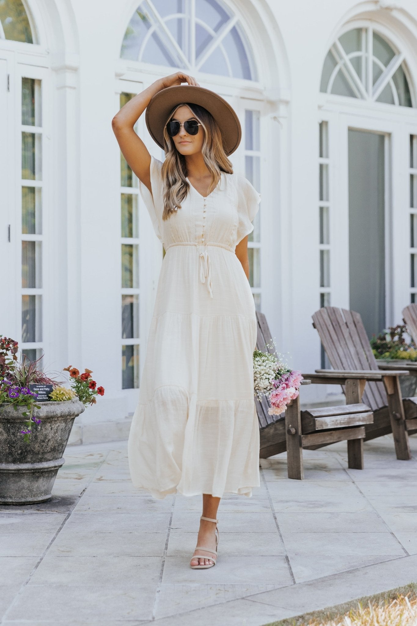 Celine Crochet Lace Tiered Boho Midi Dress L | Women's Online Boutique | Boho Chic Style