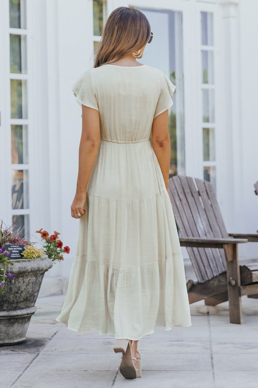 Celine Crochet Lace Tiered Boho Midi Dress L | Women's Online Boutique | Boho Chic Style