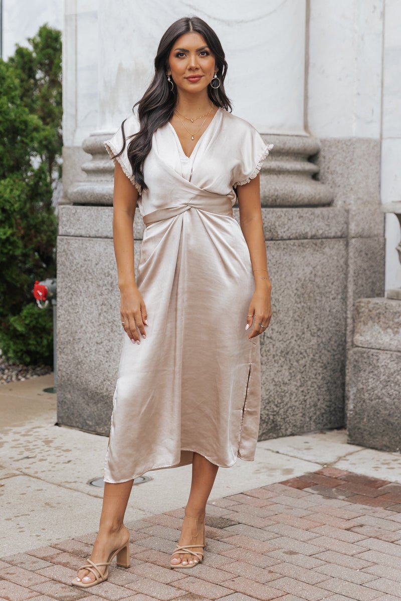 Champagne wrap dress best sale